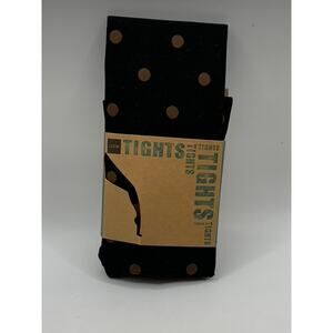 LOOK FOOTWEAR Women's Black-Brown Polka Dot Knit Pull-On Tights SZ OS